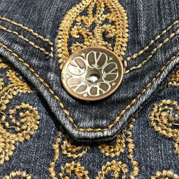 Democracy Jeans Paisley Pocket Embroidery Midrise Wide Leg Capri Size 6 - Picture 3 of 5